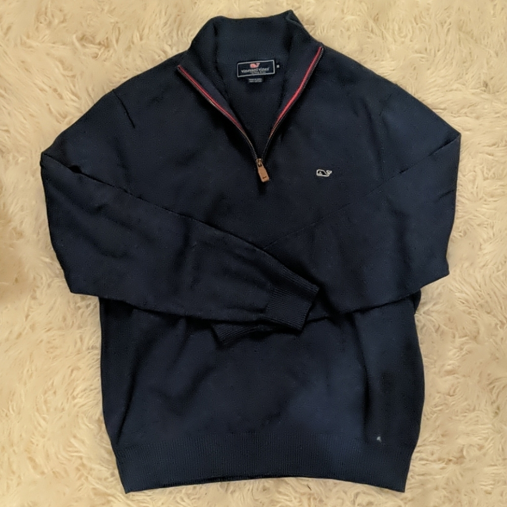 VINEYARD VINES 100% cotton navy quarter zip